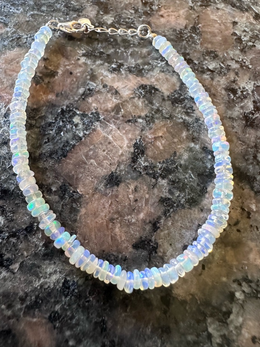 Genuine Ethiopian Opal Multi Fire Rondelle Bracelet S925 Sterling Silver 4mm NEW - Picture 5 of 17